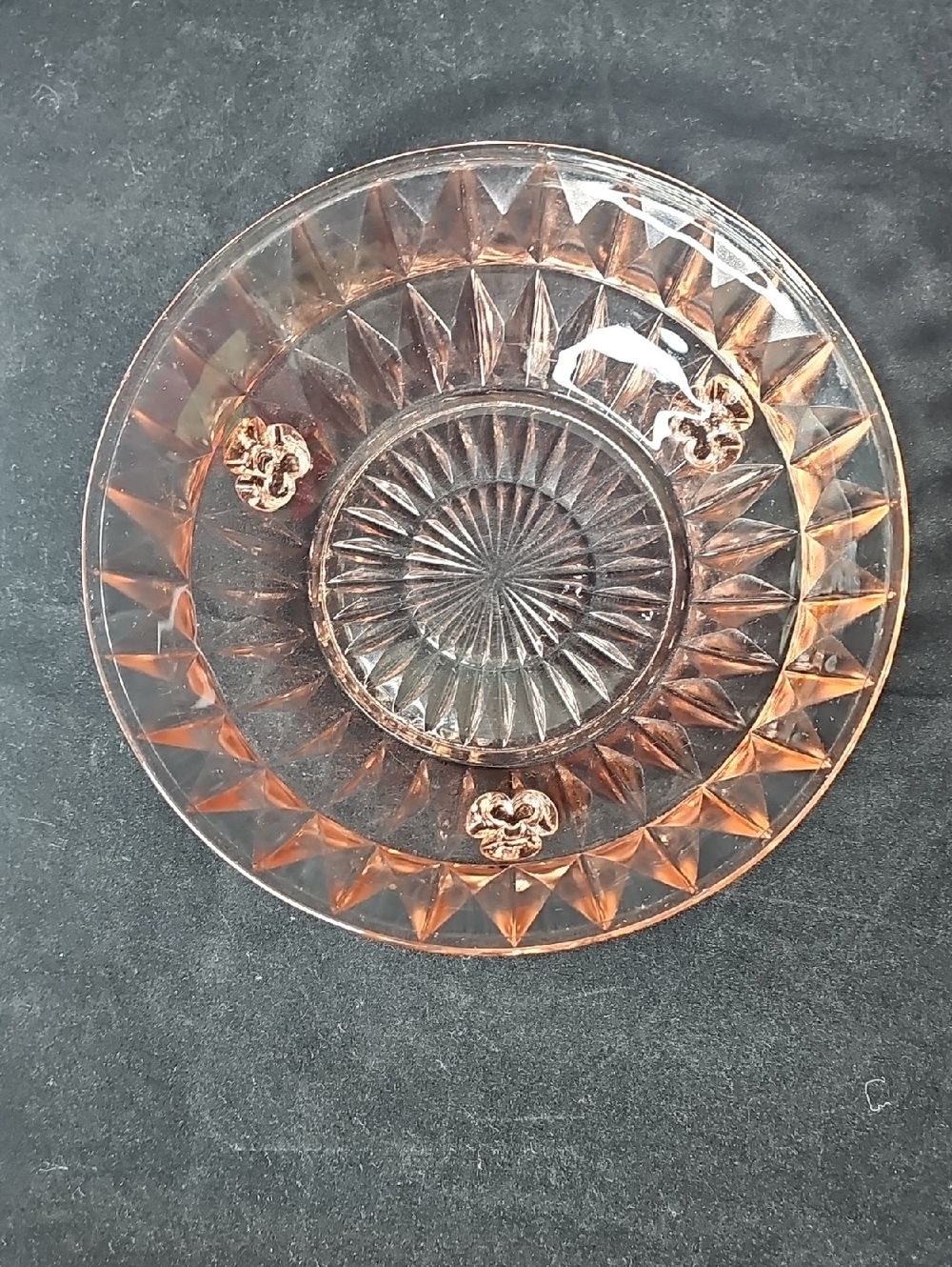 Vintage Pink Windsor Glass Dessert Plate - Elegant Pressed Glass
